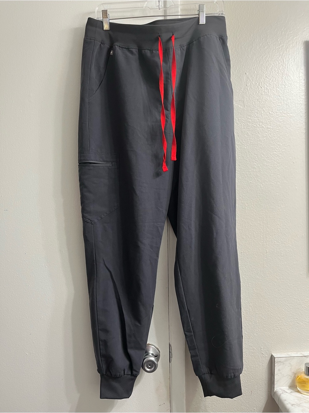 Figs grey Joggers with Red Drawstring